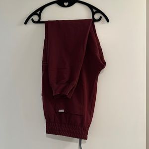 Figs High Waisted Zamora Jogger Burgundy